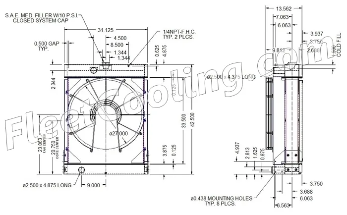 Caterpillar Radiator - Bolt On Tank 437957