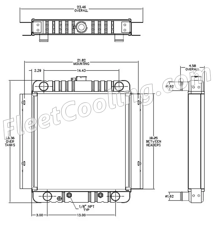 Airport Tug Radiator - Solder On Tank 437091S