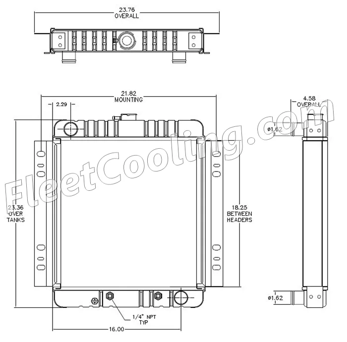 Airport Tug Radiator - Solder On Tank 437090S